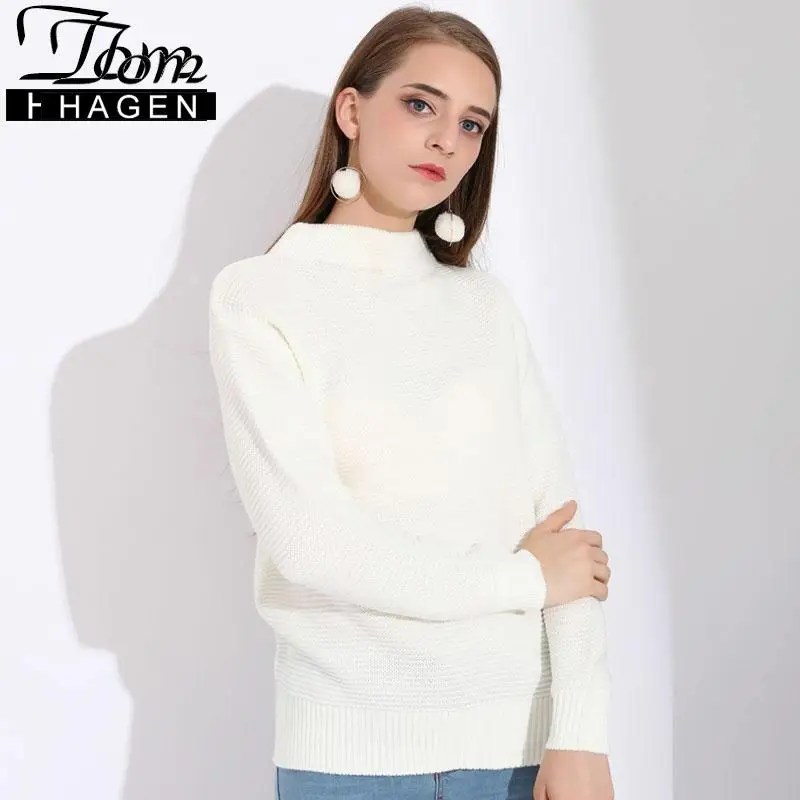 Женский ребристый свитер с высоким воротником женский черно-белый длинным