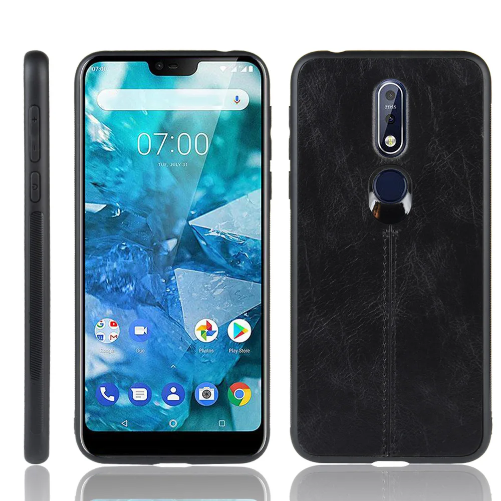Маршрут из телячьей кожи с текстурой искусственной чехол для Nokia X6 X71 X7 6 1 плюс 7 4 2 3