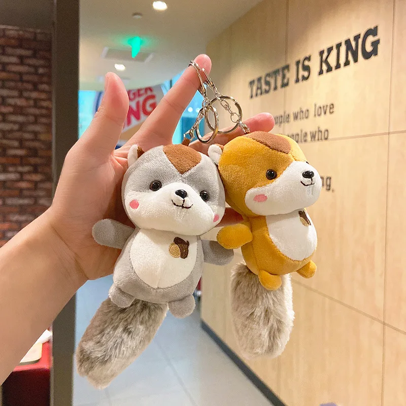 

New Fashion Plush Squirrel Key Chain Squirrel Anime Key Chain Couple Bag Car Pendant Girls Key Ring Accesorios Jewelry Gift