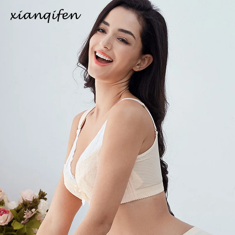Xianqifen PLUS size thin underwear for women  bra Lace Top  Bralette section Seamless Push Up Bra Comfortable Sexy Lingerie BCD