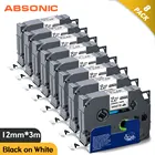 Absonic 12 мм ткани на ткани запечатанных лент для Brother FA231 черный на белом Совместимость для Brother PT-H110 PT-D210 PT-D600 чайник