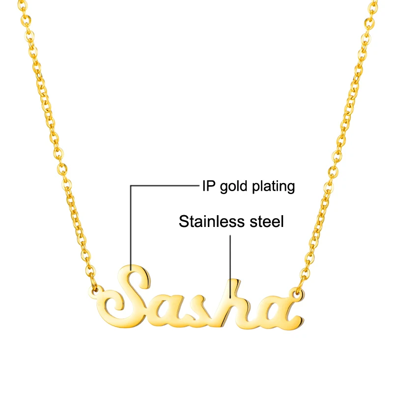 Индивидуальная ручная работа на заказ Золотая нержавеющая сталь имя кулон