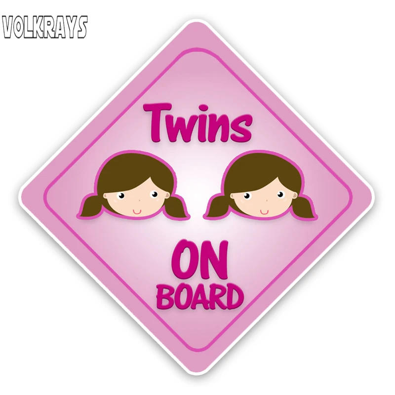 Автомобильная наклейка Volkrays с героями мультфильмов двойные девочки на борту