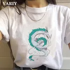 Футболка женская в стиле аниме, винтажная женские футболки в стиле Харадзюку С рисунком дракона, большого размера, на лето