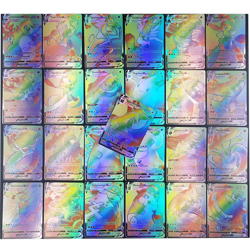 Новые испанские блестящие карты Pokemon в игре GX Trainer Energy Holographic Castellano Espanol для детей.