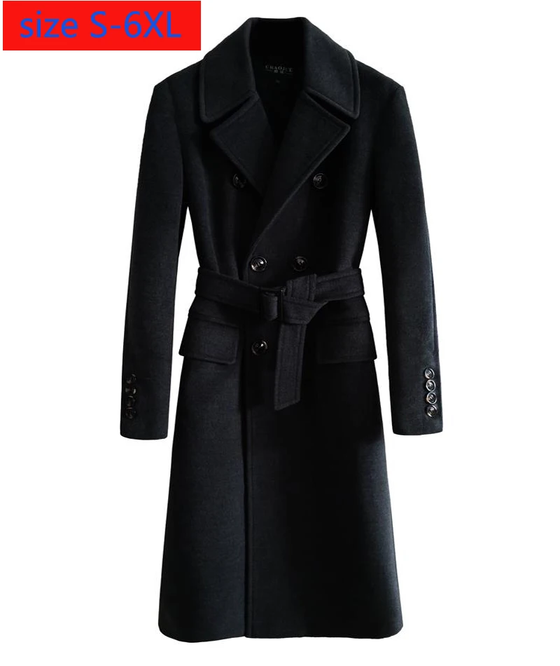 Новое модное двубортное пальто зимнее длинное повседневное плотное мужское