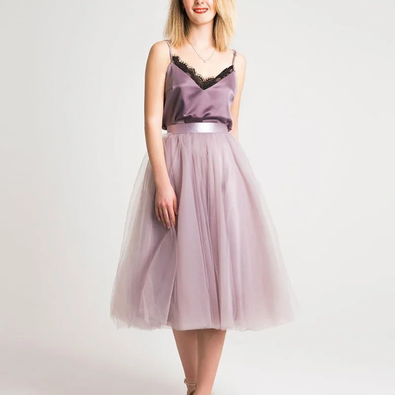 Женская фатиновая юбка средней длины 5 слоев|Женские юбки| |