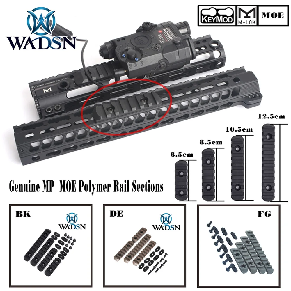 

WADSN Tactical MP MOE Polymer Picatinny Rail Sections Kit 5/7/9 /11 Slots AR 15 Rifle Handguard 20mm Rails Set Hunting Accessory