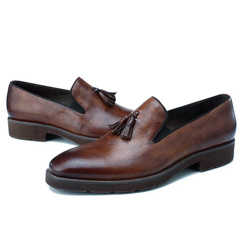 Классические дизайнерские мужские удобные лоферы из натуральной кожи с