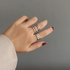 Кольцо женское регулируемое в стиле хип-хоппанк, нишевое ретро-кольцо на указательный палец с холодным ветром, модные аксессуары, 3 шт.