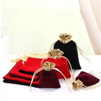 100pcs velvet jewelry bags blackred christmas party wedding favor gift bag cheap drawstring pouches can custom logo