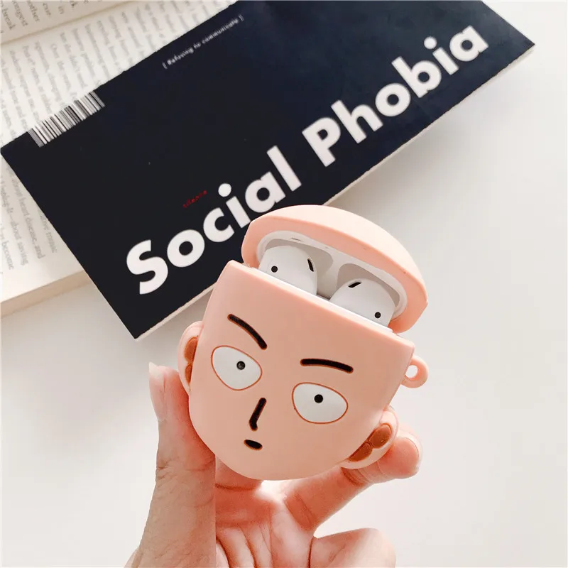 3D Аниме One Punch Man брелок для ключей чехол наушников Apple Airpods силиконовый Защитный