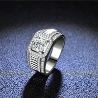 trendy 1 carat d color moissanite diamond men ring 925 sterling silver plated platinum simple engagement ring anniversary gift
