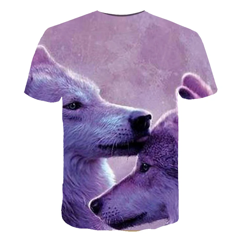 

Tshirt New Summer Interesting Wolf 3D Print Kids Round Neck Short Sleeve Tees Tops Funny Animal Male Clothes Casual 2021 Tshirts