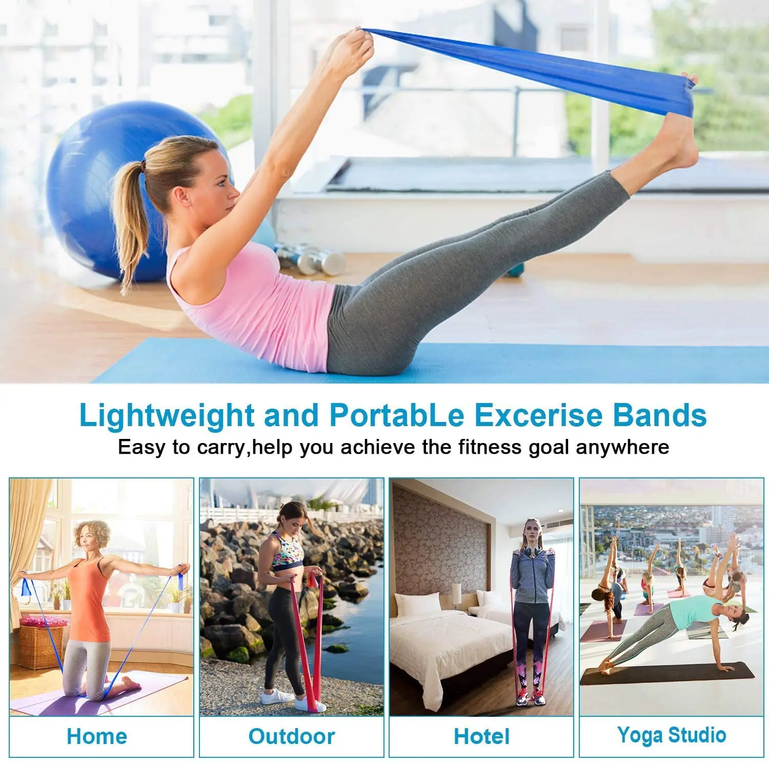 

Resistance Bands Set, Skin-Friendly Exercise Bands with 3 Resistance Levels,Ideal for Strength Training,Yoga,Pilates,Fitness