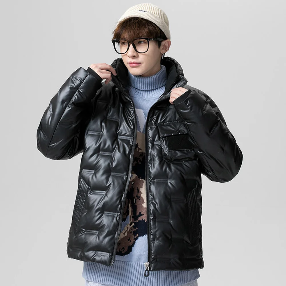 Covrlge Winter Men's Down Jacket Stand-up Collar Loose Warm Personality Tide Brand Metallic Luster Down Jacket Coat Male MWM131
