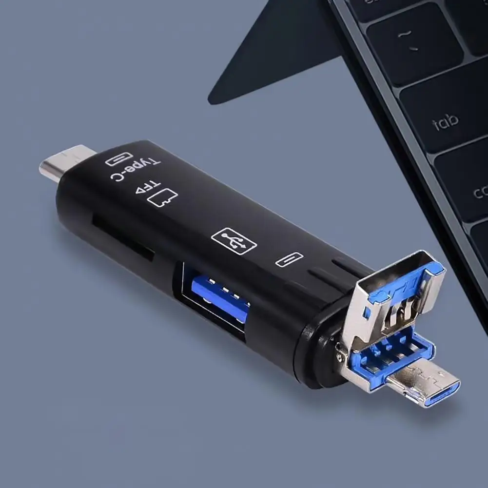 5-в-1 высокоскоростной Универсальный OTG TF кардридер с MicroUSB и USB адаптер для