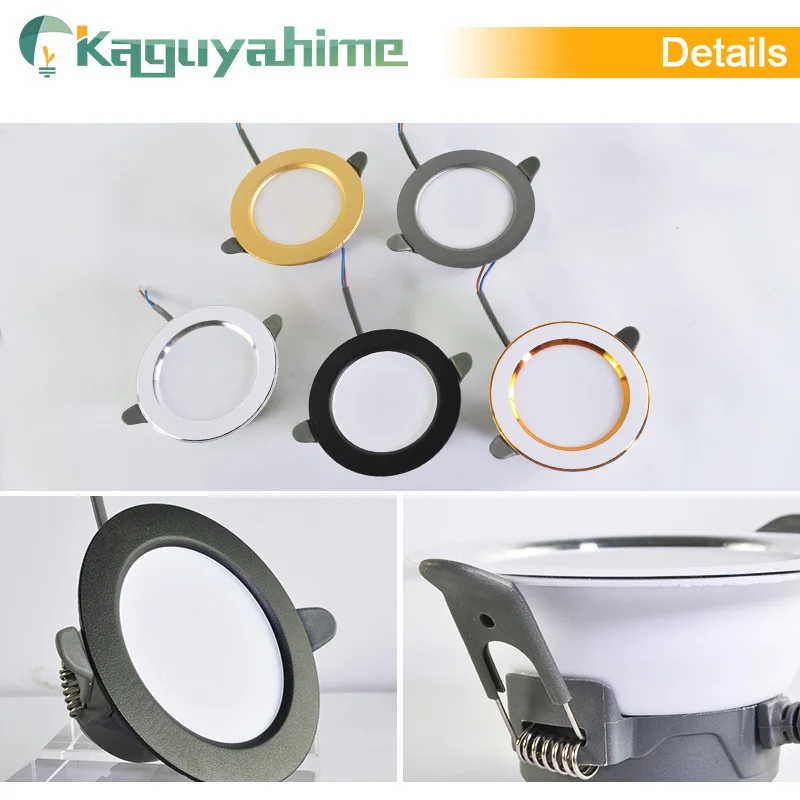 Kaguyahime-foco LED de luz descendente, blanco Natural/cálido/frío, 3W, 5W, CA 220V, blanco plateado, redondo, iluminación de punto empotrado, 10 Uds.