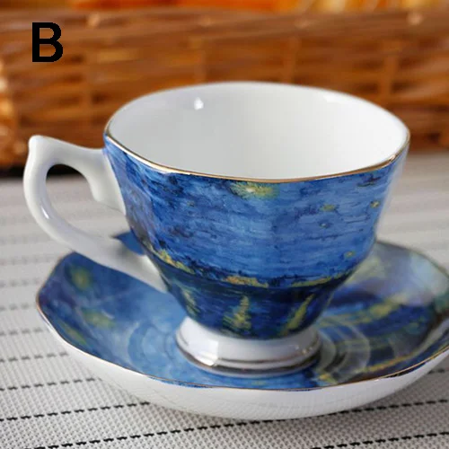 

Кофейная чашка и блюдце в британском стиле, высококлассный набор из костяного фарфора для послеобеденного чая в пасторальном стиле, чайная ...