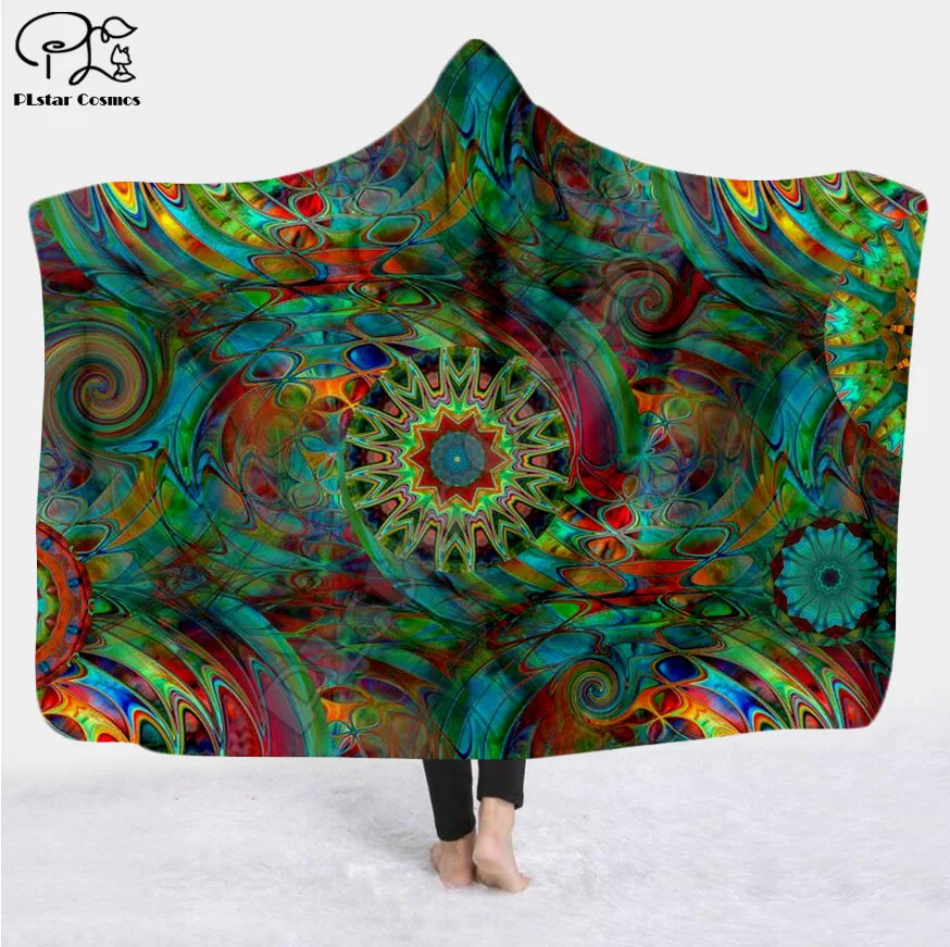 

Cool Psychedelic Graffiti Character Hooded Blanket Adult colorful child Sherpa Fleece Wearable Blanket Microfiber Bedding c-029