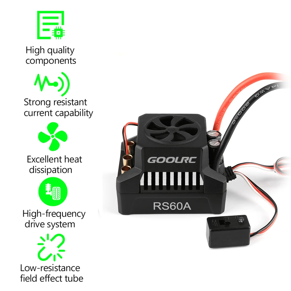 GoolRC 3660 3300KV бесщеточный двигатель с радиатором 60A брызгозащищенный ESC 6 0 V/3A BEC для
