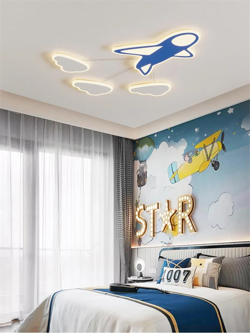 

Скандинавский светодиодный потолочный светильник в форме самолета, лампа для детской, спальни, кабинета, гостиной, домашний потолочный све...