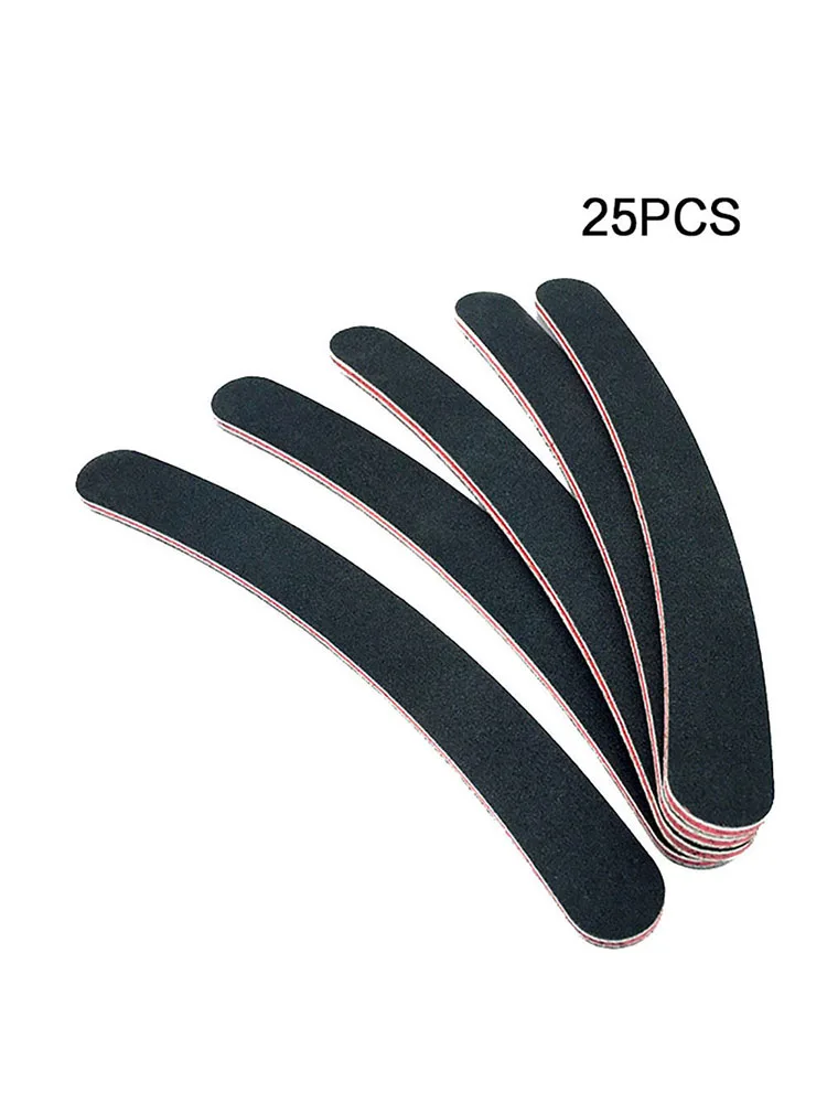

50 X Nail Files 100/180 Grits Black Round Nail Art Manicure Sanding File Tools Straight / Curved Nail Files