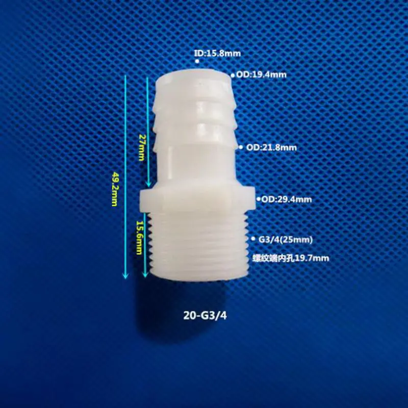 

3/4'' BSP Male Thread to 20mm Plastic Pipe Fitting PE Pagoda Barbed Straight Water Tube Garden Hose Connector