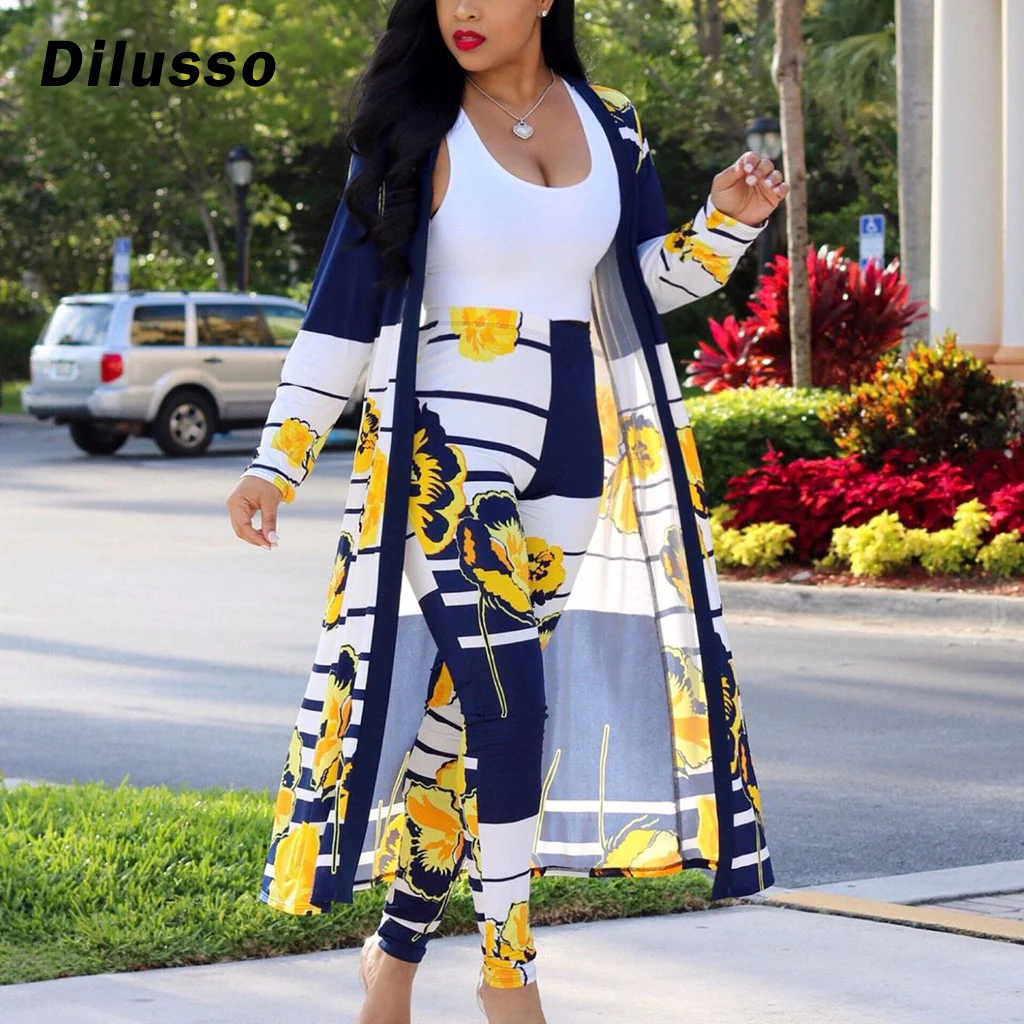 Летний комплект из 2 предметов женский кардиган длинный Тренч и облегающие брюки