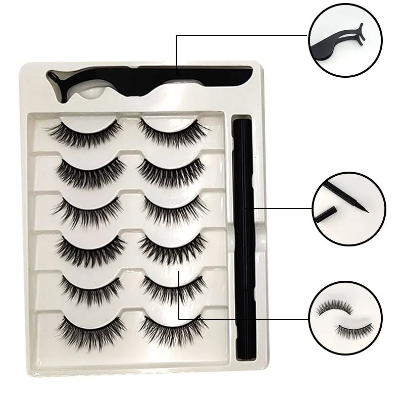 

Free Shipping Self-Adhesive False Eyelashes 6 Pairs Of Natural Self-Adhesive False Eyelashes 3-Dimensional Simulation Wholesale