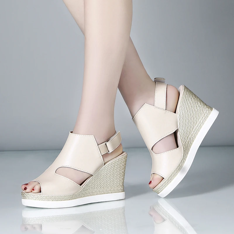 Rimocy/Босоножки на высокой платформе женские пикантные черные кожаные туфли