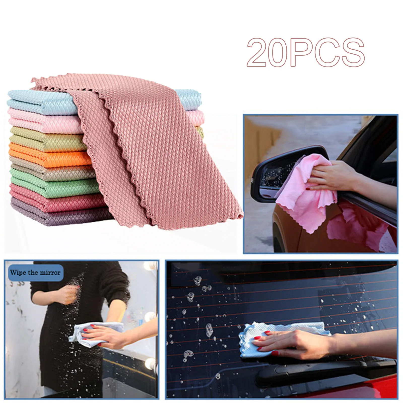 

20pc Kitchen Anti-grease Wiping Rags Microfiber Cleaning Cloths Kitchen Dish Towel Cleaning Cloth Home Washing Dish Cleaning C6