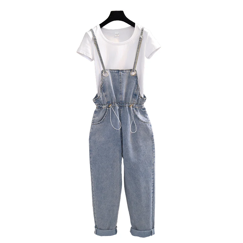 

Fashion Women Denim Jeans Cropped Pants Overalls Loose Causal Jumpsuit Pants Summer Slim Strap Rompers Lady Cowboy Playsuit Y41