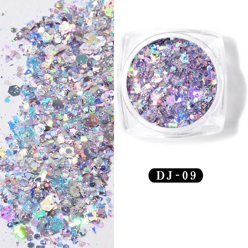 12 смешанных цветов Лоскутная блестящая для ногтей Блестки Дизайн дизайна DIY