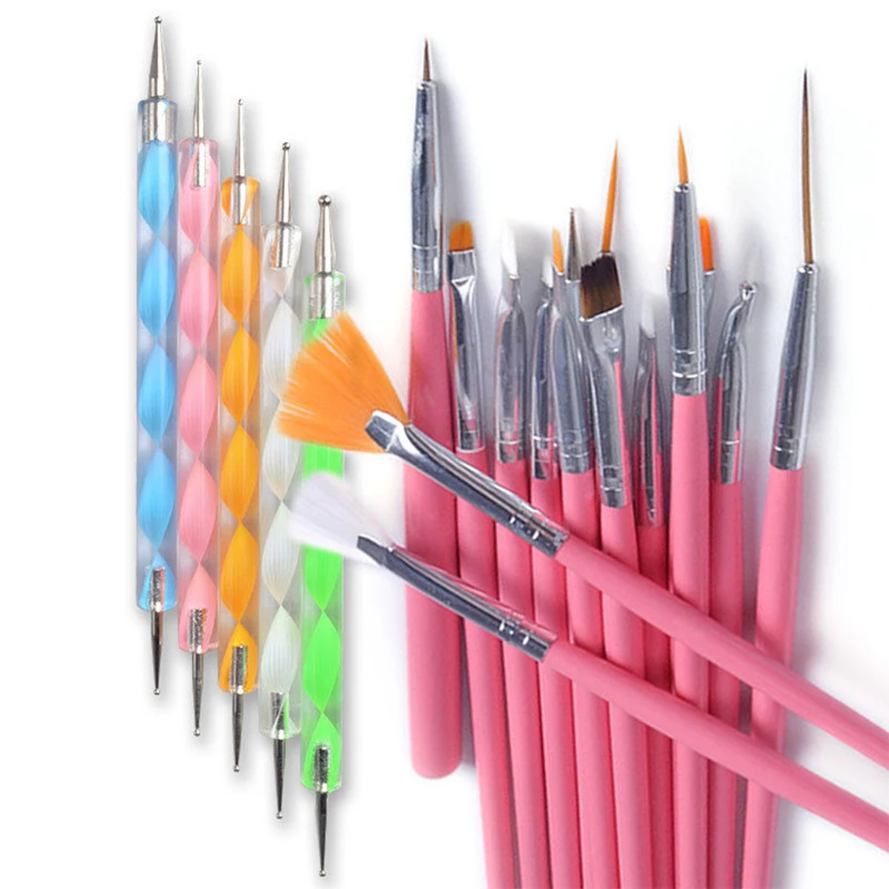 

20 Pcs/Set Pro DIY Nail Art Design Pen Picker Tool Painting Drawing Dotting Tool Brushes Manicure Art Tools Brush