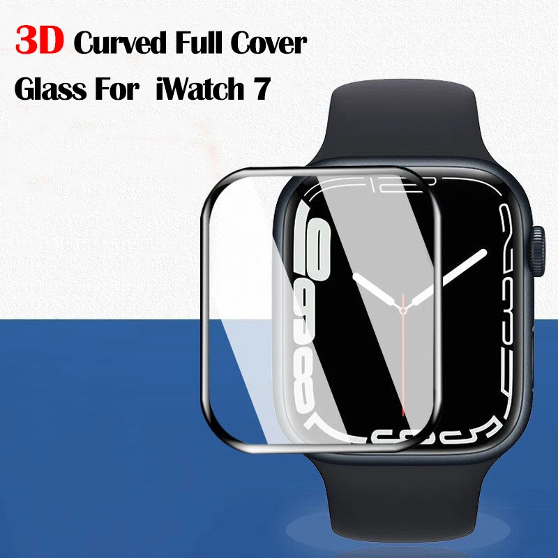 

3D Curved Tempered Glass For Apple Watch Series 7 45mm 41mm Full Cover Screen Protector For iWatch 7 iwatch7 HD Protective Film