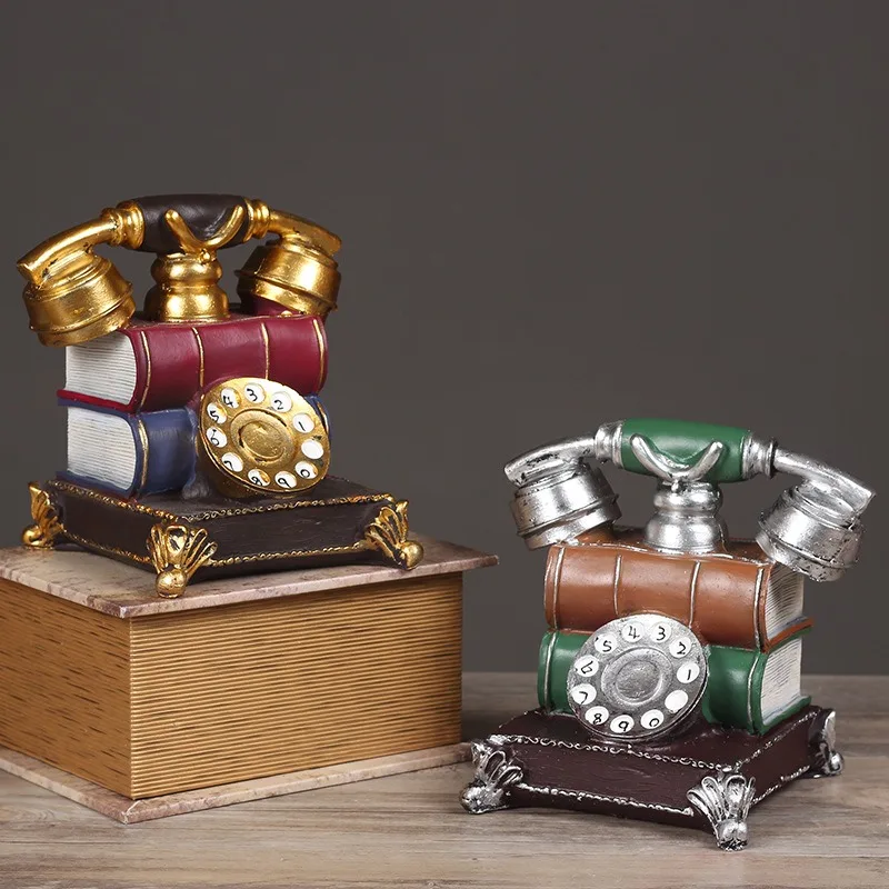 vintage telephone model resin fake book phone decoration creative home retro ornament decorative phone for bar office desk free global shipping