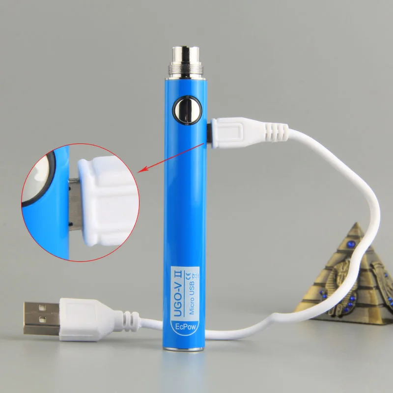 UGO V II Аккумулятор для электронной сигареты для EGo 510 атомайзеры с резьбой 650/900mah E Аккумулятор для электронной сигареты EGo Micro USB зарядное устройство