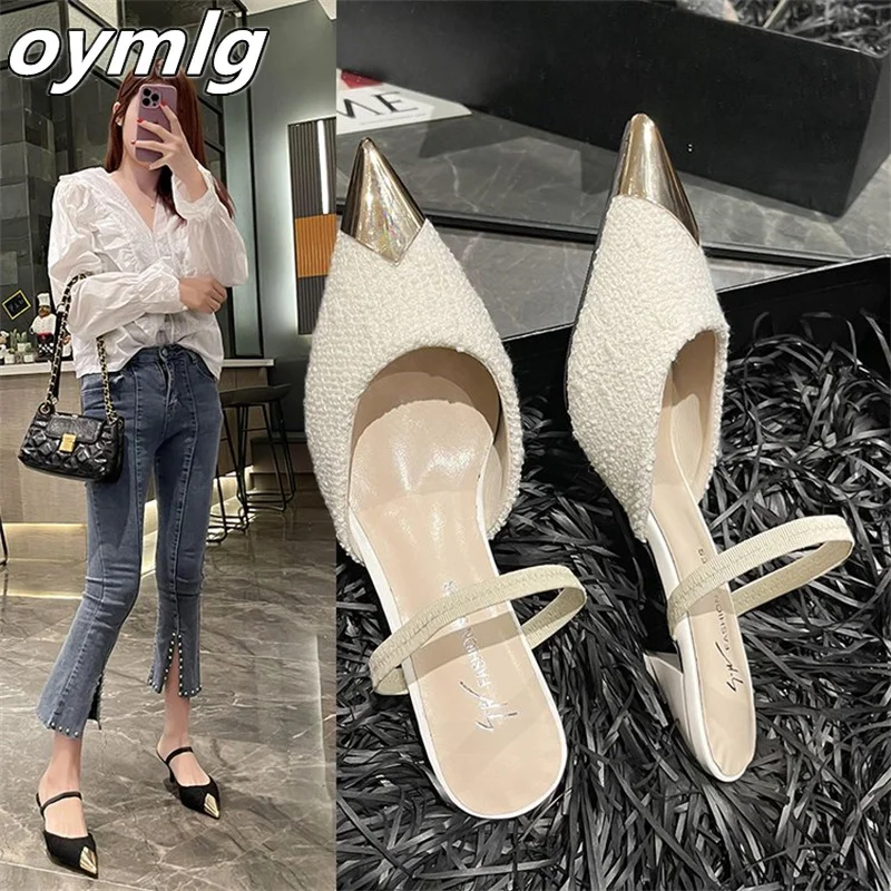 

Baotou half sandals and slippers women 2022 summer new style metal head stiletto fashion outer wear