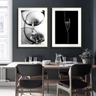 Кофе вино кухонный плакат черный, белый цвет напиток Еда животных Печать холст Картина Home Decor Wall Art Картина без рамки Обеденная