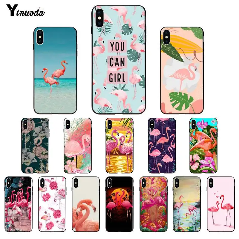 Красивые аксессуары Yinuoda с животными фламинго для iPhone X XS MAX 6 6S 7 7plus 8 8Plus 5 5S XR 11 11pro