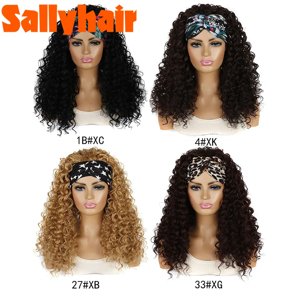 

Sallyhair Deep Curly Synthetic Hairband Wig High Temperature Curly Wigs Black Blonde Color