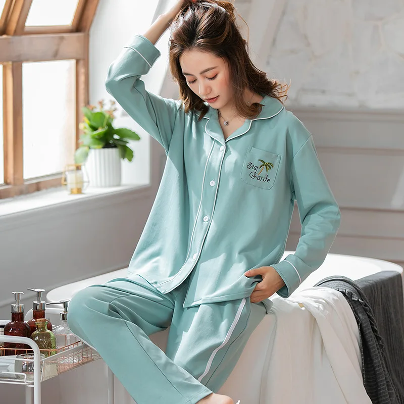 

Пижама женская осенне-весенняя, из 100% хлопка, большого размера