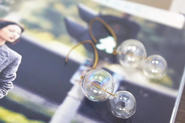 2019 модные корейские длинные серьги-капли с двойным стеклом для женщин ювелирные