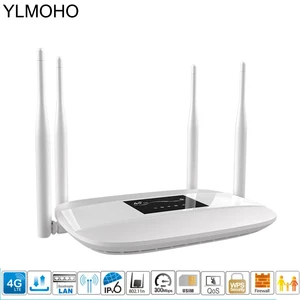 ylmoho 4g lte wifi router 300mbps broadand mini modem 4g 3g wi fi mobile hotspots cpe with sim slot 4 lan rj45 ports 32 users free global shipping