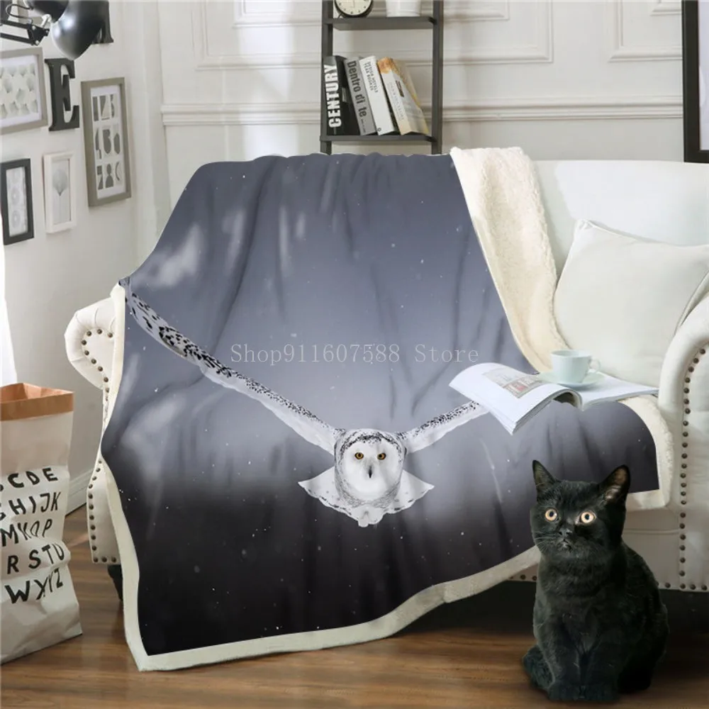 

Animal Nighthawk Blankets 3D Print Owl Thicken Child Adult Quilt For Beds Home Living Portable Drop Shipping Throws Blanket