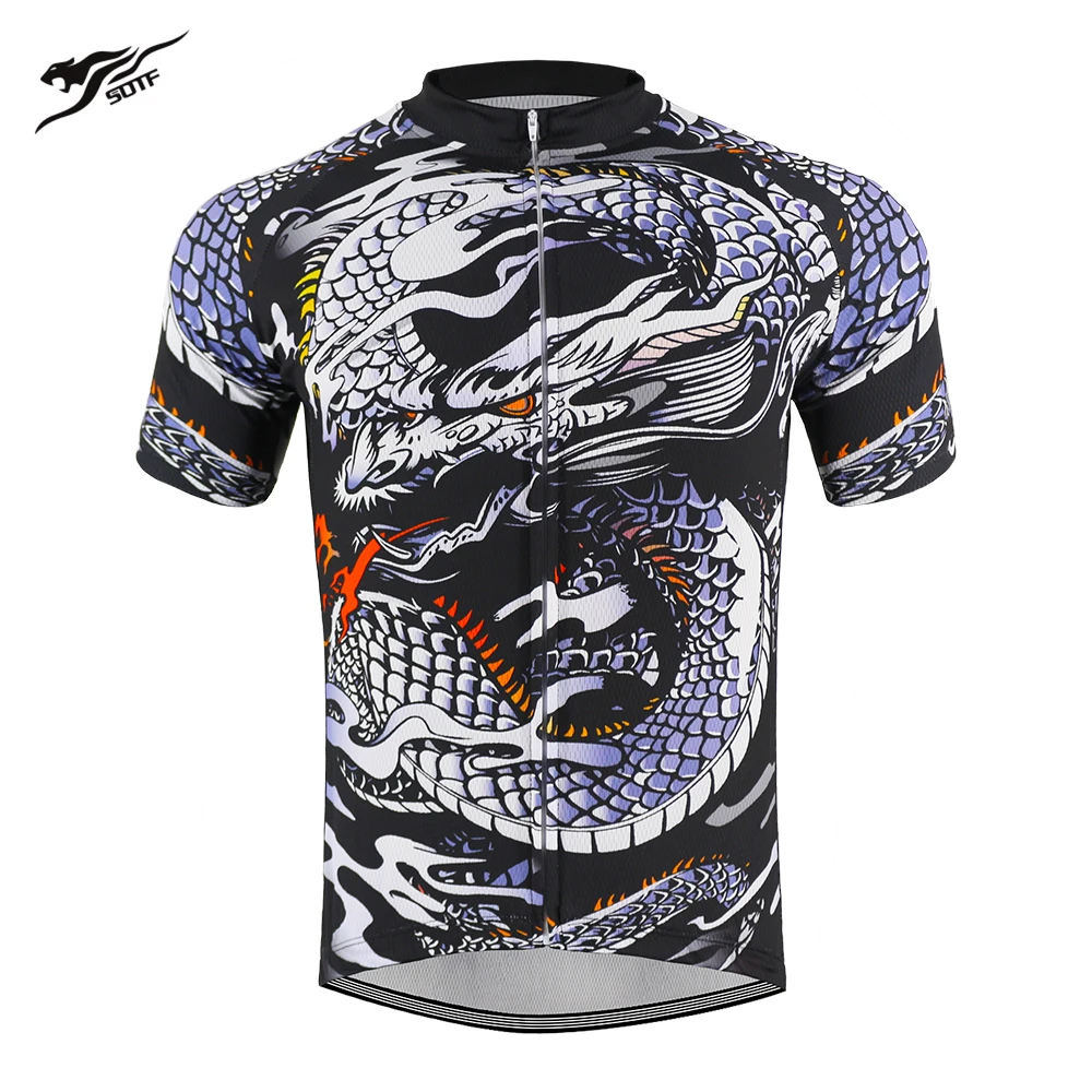 

Chinese Dragon Breathable Unisex Anti-Pilling retro Short sleeve cycling jersey men road bike mountain bike jersey Cycling