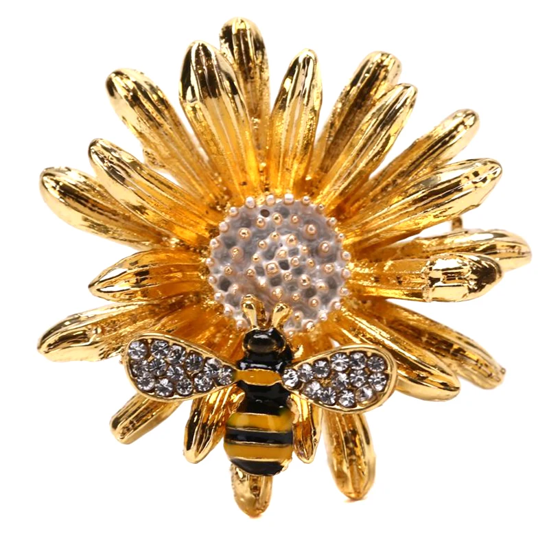 Модные хрустальные Броши со стразами булавки цветок ромашки Подсолнух пчела