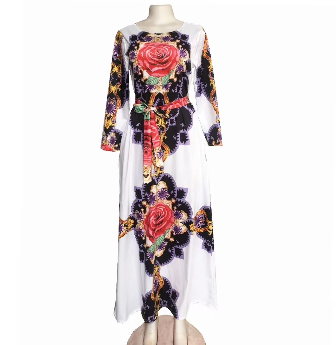 Новая мода цветочный принт в виде роз с эластичным ремешком свободные Стиль