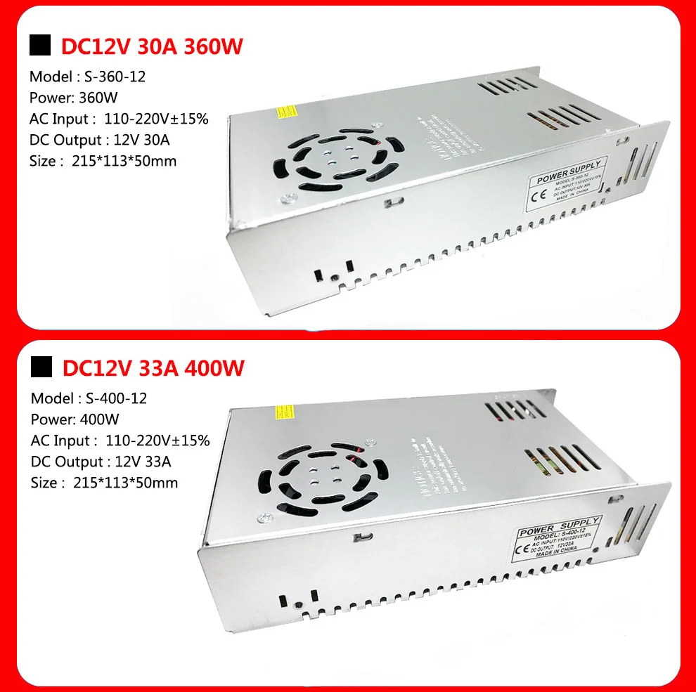 Трансформатор источника питания для светодиодных лент CCTV 12 В постоянного тока от